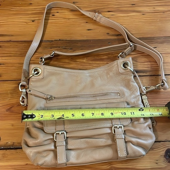 Cole Haan "Bailey" Beige Leather Convertible Hobo - Picture 2 of 10